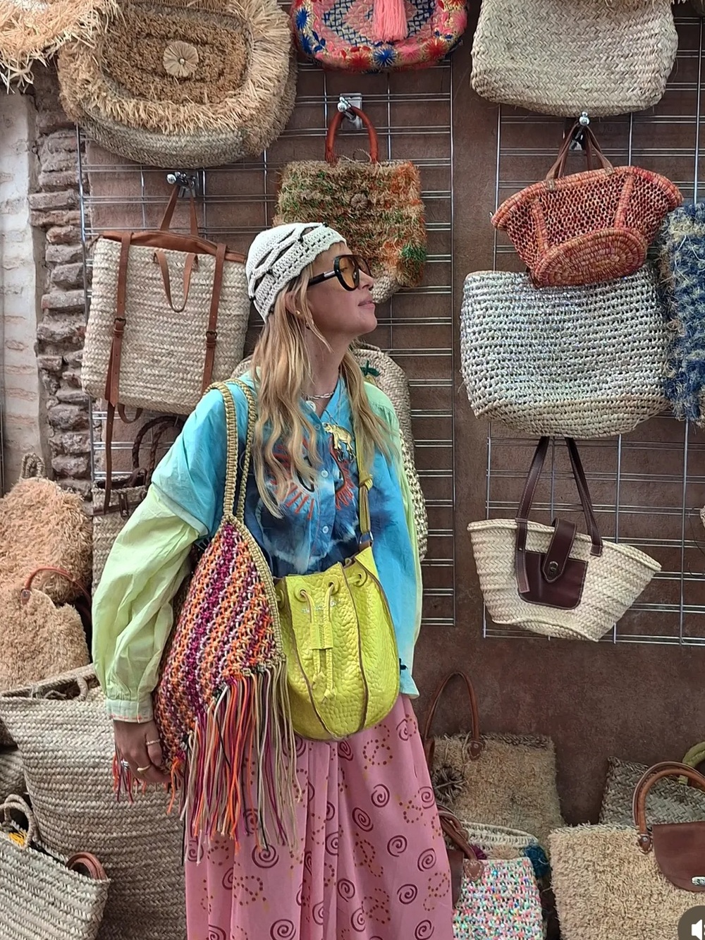 Green & Tan Woven Basket BoHo Hobo Bag - Picture 9 of 9